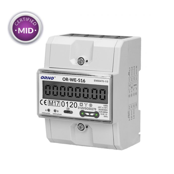 Μετρητής ενέργειας Τριφασικός Mid Modbus Άμεσης Μέτρησης 80A για Load Balancing - Image 3
